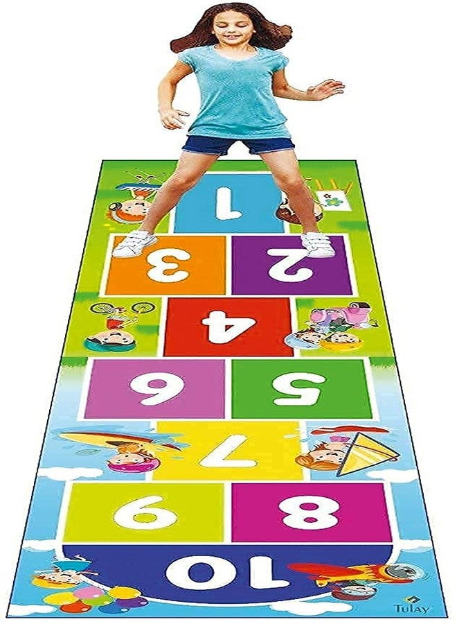Avvic Mart Hopscotch Game | Jumbo Kids Play Mat for Kids and Adults | Kith-Kith, Stapu, Langdi, Ekka Dukka, Paandi, Kunte Bille | for 3 Years and Above (Numerical hopscotch Jumbo Play mat) - Image 1